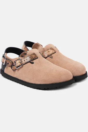 Birkenstock Tokio snake-effect suede clogs