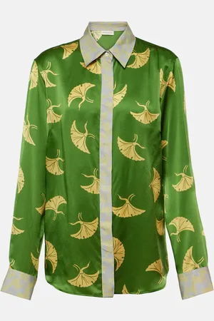 DRIES VAN NOTEN Printed silk-blend satin shirt