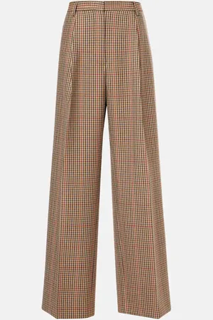 DRIES VAN NOTEN Checked wool wide-leg pants