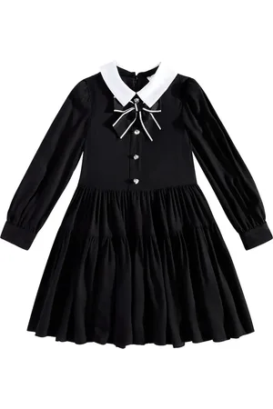 MONNALISA Twill bow-detail embellished dress