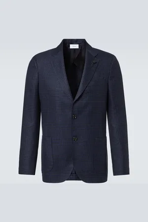 LARDINI Checked cotton and linen blazer