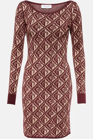 Marine Serre Moon Diamant jacquard wool-blend minidress