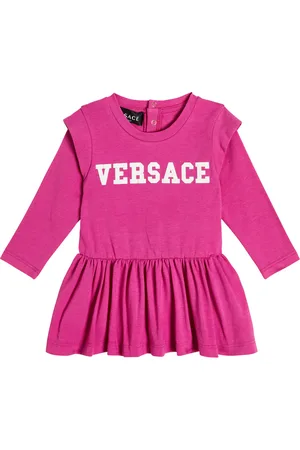 VERSACE Baby logo ruffled cotton-blend dress