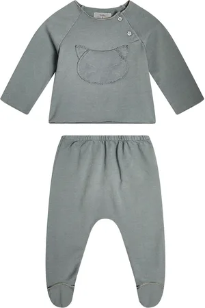 Il gufo Baby cotton shirt and pants set