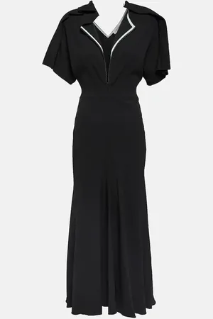 Victoria Beckham Asymmetric wool-blend crÃªpe maxi dress