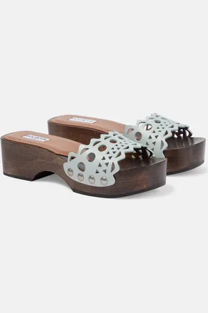 Alaïa AlaÃ¯a Vienne leather and wood slides