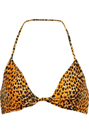 Ganni Leopard print halterneck bikini top