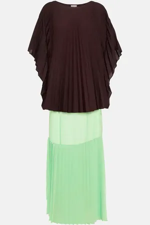 DRIES VAN NOTEN Pleated poplin midi dress