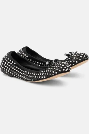 RENE CAOVILLA Crystal-embellished leather ballet flats