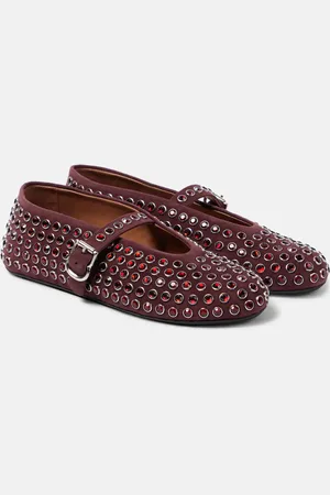 Alaïa AlaÃ¯a Embellished suede ballet flats