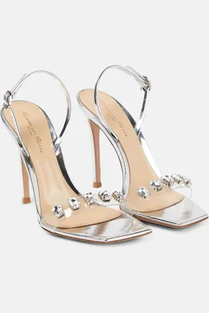 Gianvito Rossi Embellished metallic leather sandals