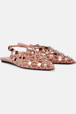 The Attico Grid embellished suede slingback flats