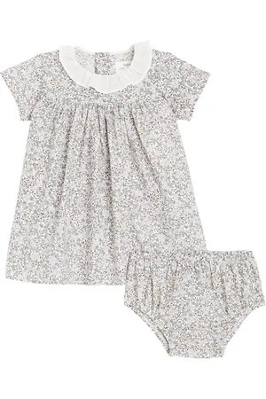 Il gufo Baby cotton dress and bloomers set