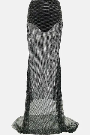 GIUSEPPE DI MORABITO Crystal-embellished mesh maxi skirt