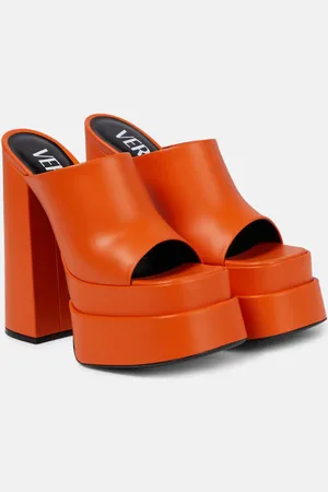 VERSACE Leather platform mules