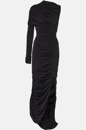 MUGLER Asymmetric ruched midi dress