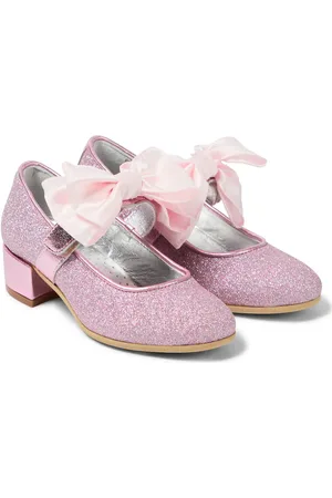 MONNALISA Bow-trimmed glitter ballet flats