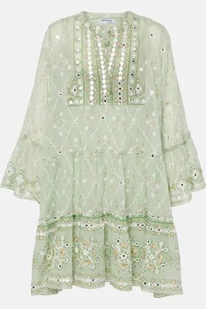 Juliet Dunn Embroidered cotton minidress