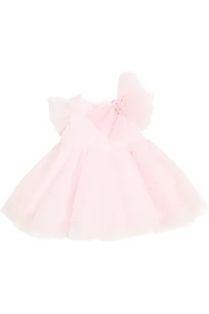 MONNALISA Baby bow-detail polka-dot tulle dress