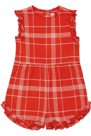 The Animals Observatory Squirrel checked cotton romper