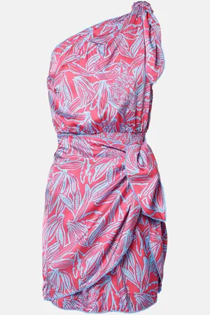 POUPETTE ST BARTH Celie printed gathered one-shoulder minidress