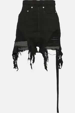 Rick Owens DRKSHDW distressed high-rise denim shorts