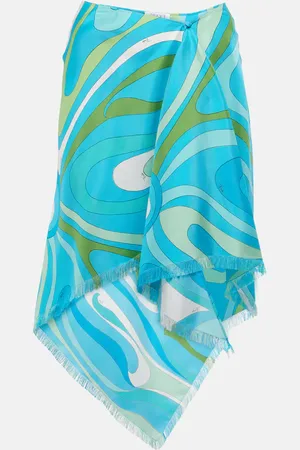 Puccini Marmo silk twill midi skirt