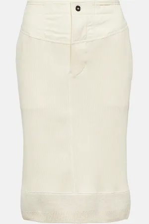 Bottega Veneta Ribbed-knit cotton jersey midi skirt
