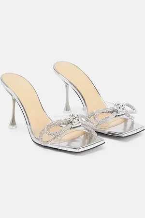 Mach & Mach Double Bow embellished PVC mules