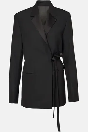 Totême Satin-trimmed wrap blazer