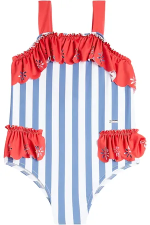 PATACHOU Striped ruffled swimsuit