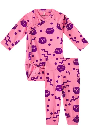 Mini Rodini Baby Squiggly Cats bodysuit and leggings set