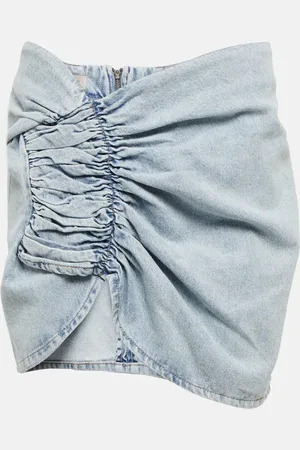The Mannei Wishaw ruched denim miniskirt