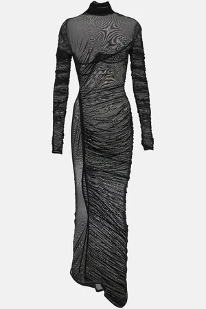 MUGLER Ruched sheer maxi dress