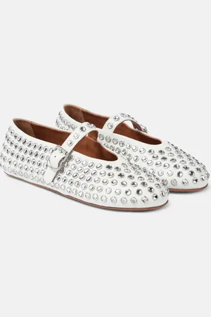 Alaïa AlaÃ¯a Crystal-embellished leather ballet flats