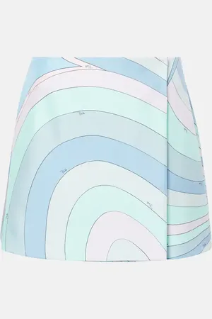 Puccini Iride printed silk twill wrap skirt