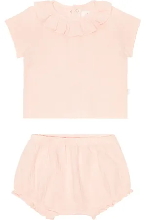 Il gufo Baby cotton dress and bloomers set