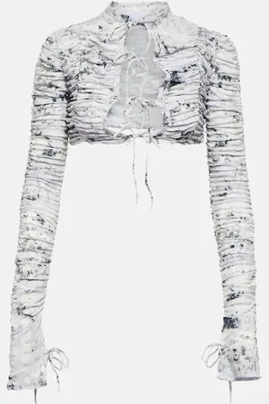 Roberta Einer Tie-front printed cropped cardigan