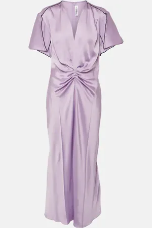 Victoria Beckham Gathered satin midi dress