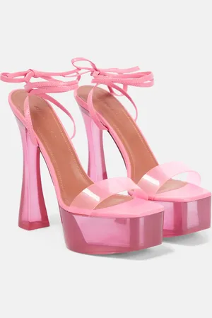 Amina Muaddi Sita leather and PVC platform sandals