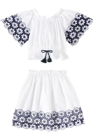 PATACHOU Floral cotton top and skirt set