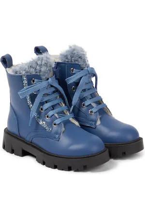 MONNALISA Shearling-lined leather ankle boots