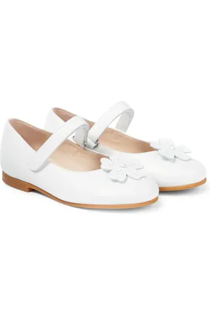 Il gufo Floral-appliquÃ© leather Mary Jane flats