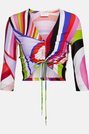 Puccini Iride gathered jersey crop top