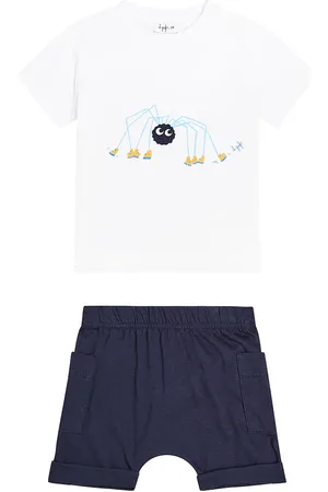 Il gufo Baby cotton jersey T-shirt and shorts set