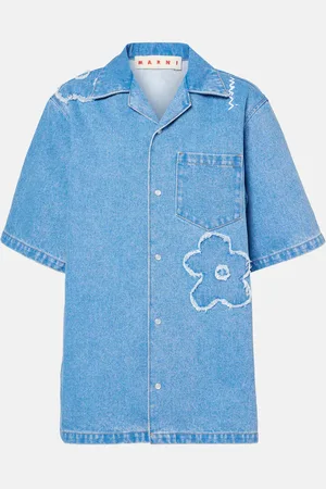 Marni Floral embroidered denim shirt