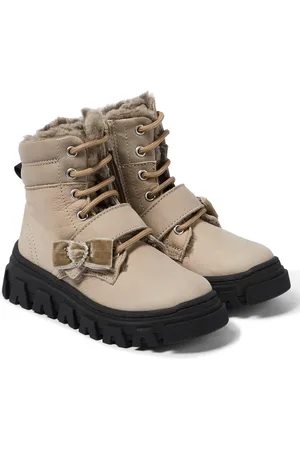 MONNALISA Embellished suede lace-up boots