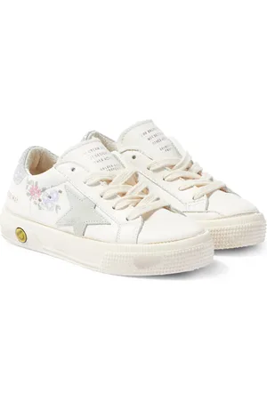 Golden Goose May glitter-trimmed leather sneakers