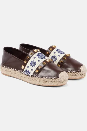 VALENTINO GARAVANI County Rockstud leather espadrilles