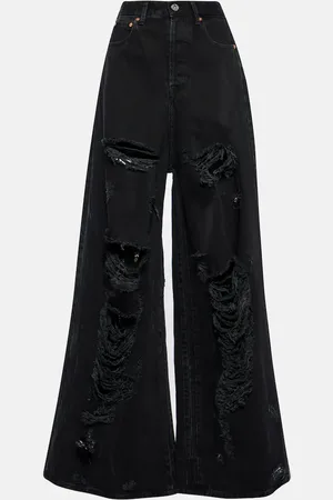 Vetements Distressed wide-leg jeans